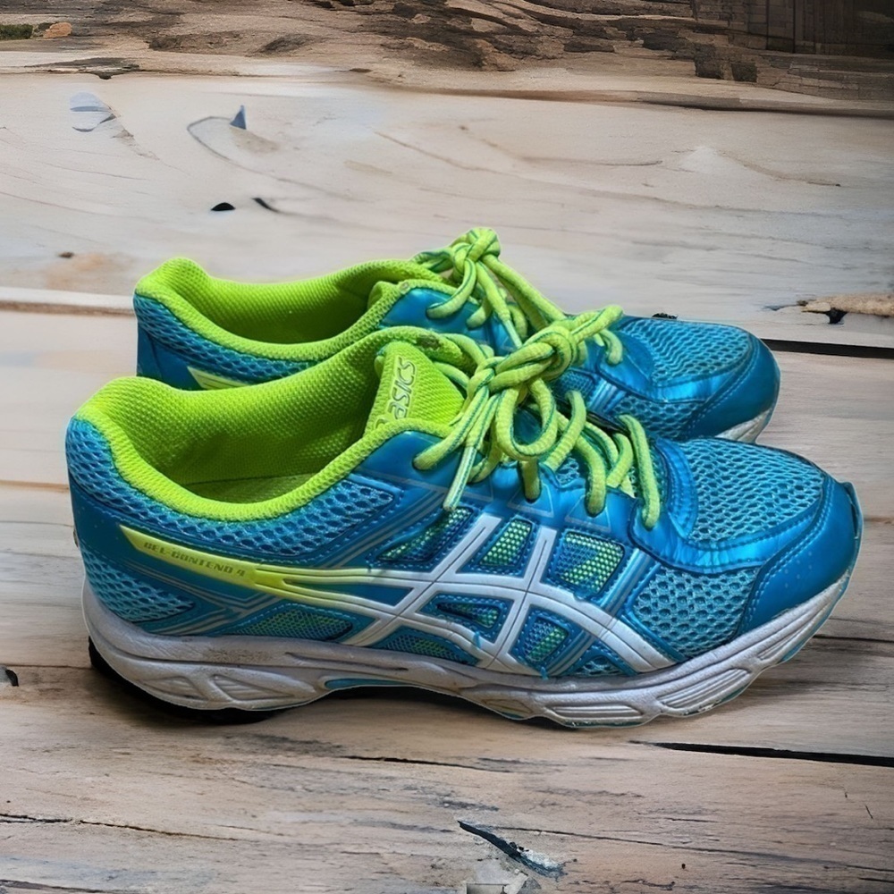 ASICS Sneakers Kids Sz 5 1/2 Girls Blue Green Shoes Running
